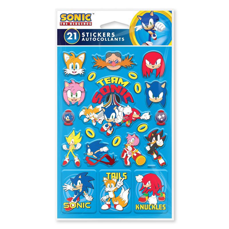 slide 1 of 3, Sonic the Hedgehog 21ct 1 Sheet 3D Puffy Stickers For Kids' Sonic and Friends, 21 ct, 1 sheet