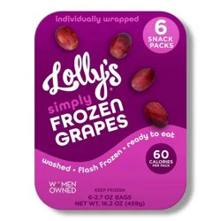 Lolly's Frozen Grapes Red Grapes Snack Pack - 16.2oz/6ct