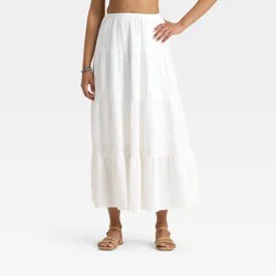 Women's Crinkle Gauze Pull-On Maxi Skirt - Universal Thread™ White S