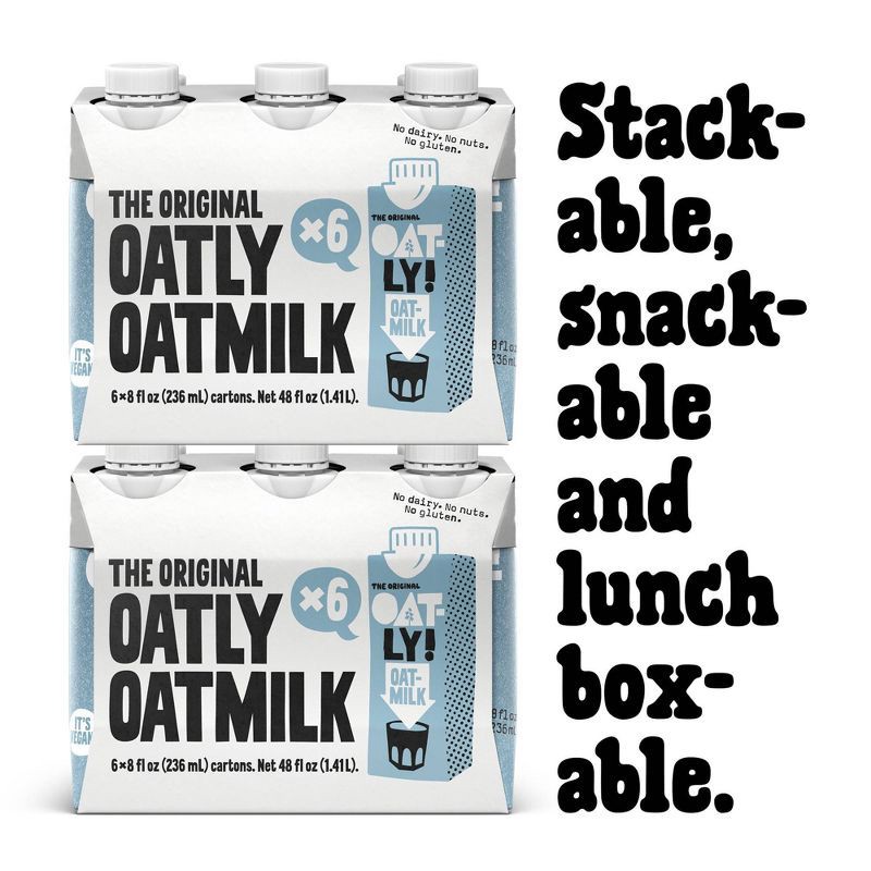 slide 4 of 10, Oatly Original Non-Dairy Oat Milk - 6pk/8 fl oz, 6 ct; 8 fl oz