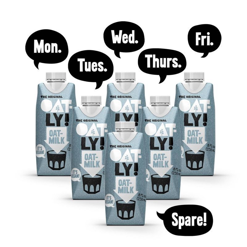slide 5 of 10, Oatly Original Non-Dairy Oat Milk - 6pk/8 fl oz, 6 ct; 8 fl oz