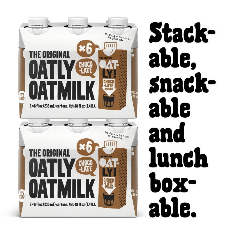 slide 6 of 11, Oatly Chocolate Non-Dairy Oat Milk - 6pk/8 fl oz, 6 ct; 8 fl oz