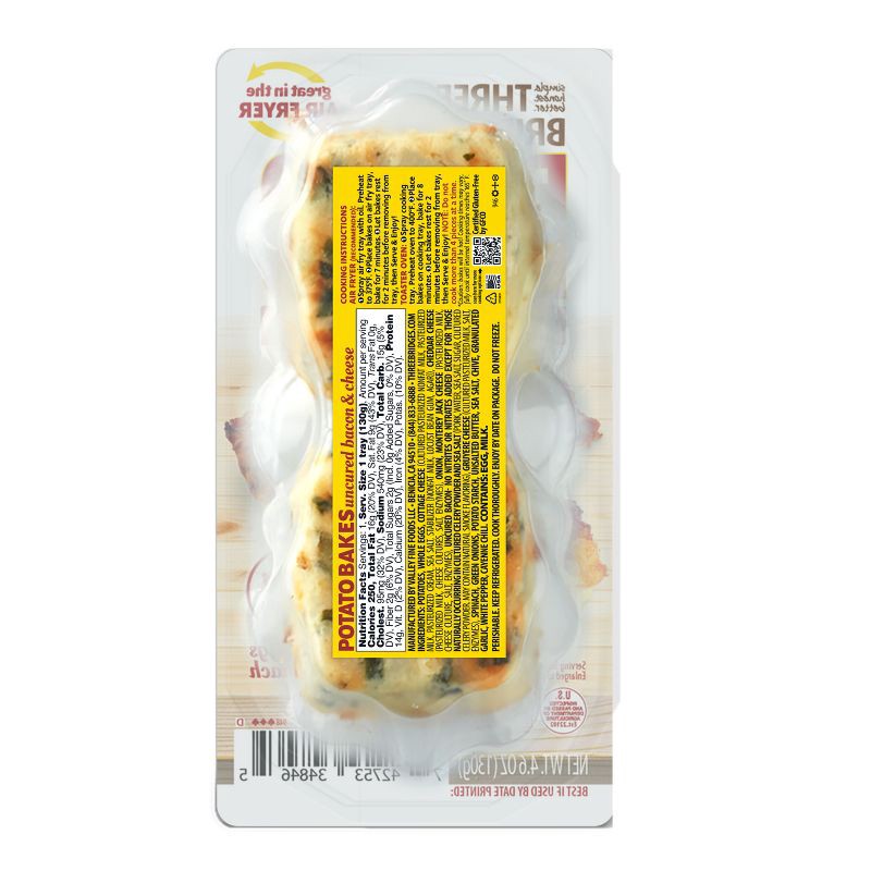 slide 3 of 4, Three Bridges Uncured Bacon Potato Bakes - 4.6oz, 4.6 oz