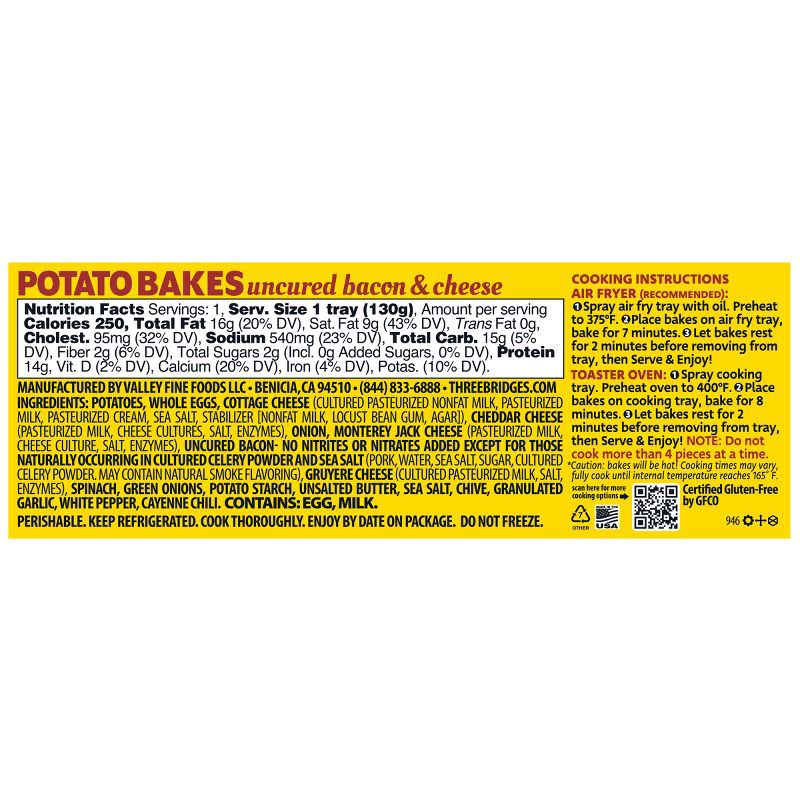slide 4 of 4, Three Bridges Uncured Bacon Potato Bakes - 4.6oz, 4.6 oz