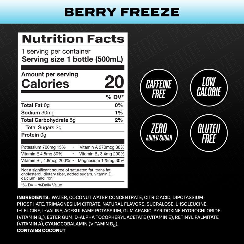 slide 8 of 8, Prime Hydration Berry Freeze Sports Drink - 16.9 fl oz Bottle, 16.9 fl oz