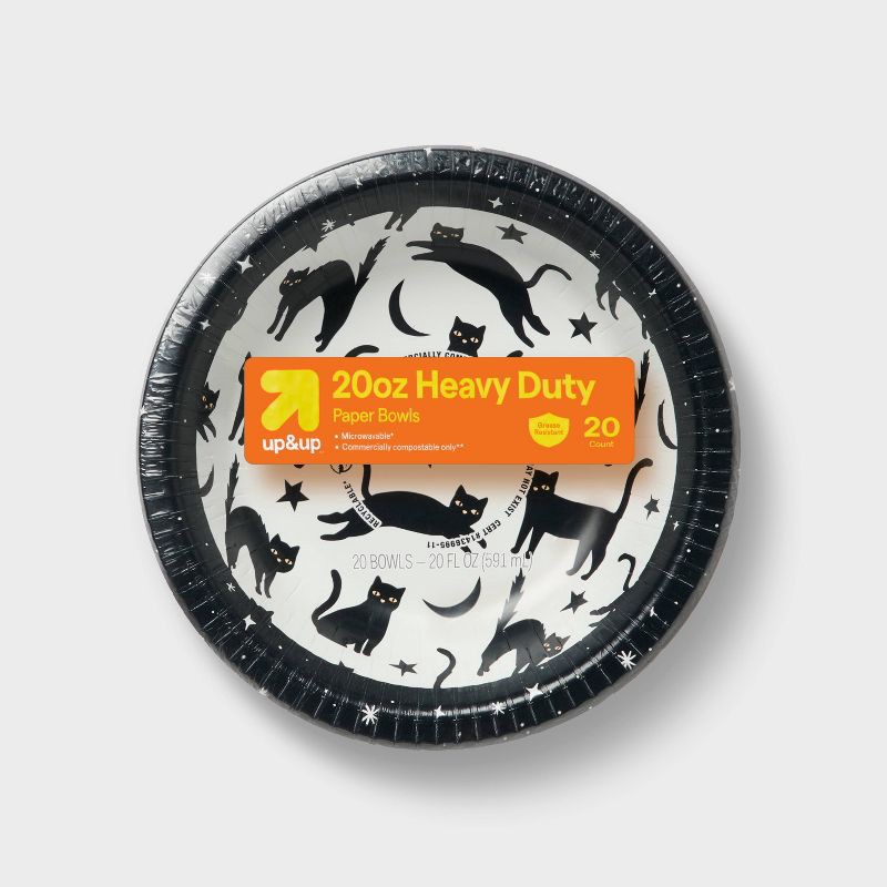 slide 1 of 3, Halloween Disposable Bowls 5.52" - Cats - 20oz/20ct - up&up™, 20 ct; 20 oz