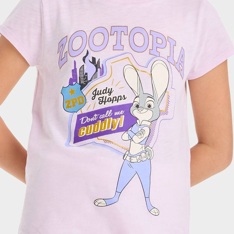 slide 2 of 4, Disney Girls' Zootopia Short Sleeve Graphic T-Shirt - Light Purple S, 1 ct