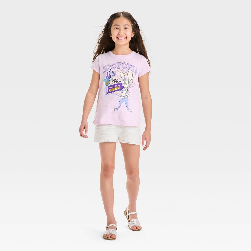 slide 4 of 4, Disney Girls' Zootopia Short Sleeve Graphic T-Shirt - Light Purple S, 1 ct