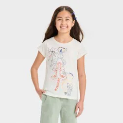 Disney Girls' Winnie the Pooh Ringer Short Sleeve Graphic T-Shirt - Off-White M