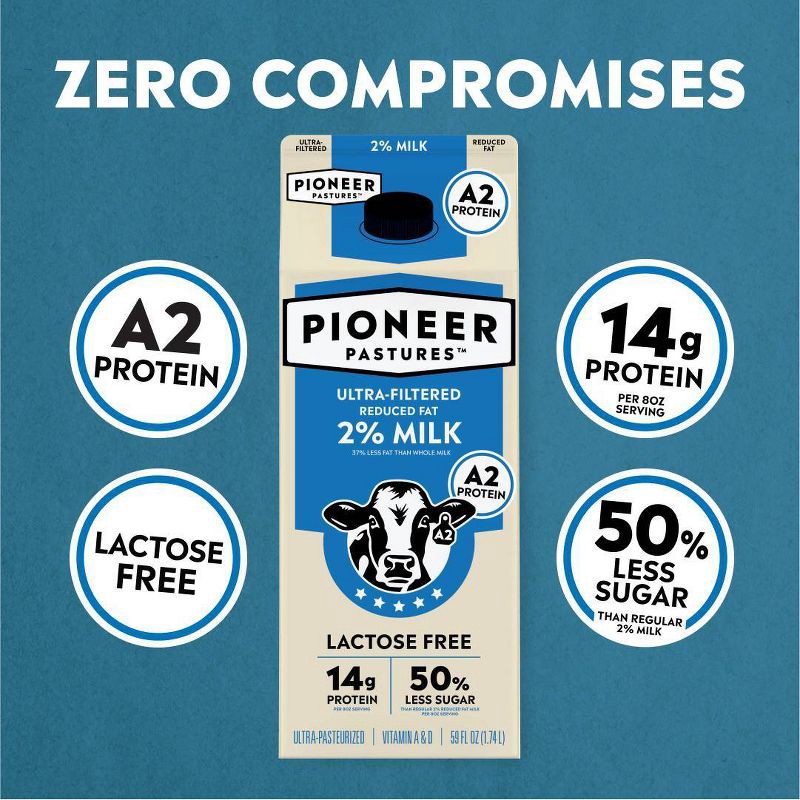 slide 2 of 9, Pioneer Pastures Lactose Free 2% A2 Milk - 59 fl oz, 59 fl oz