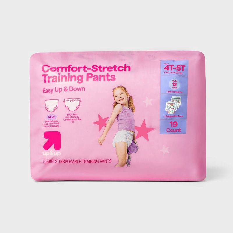 slide 1 of 7, Girls' Disposable Training Pants - 4T-5T - 19ct - up&up™, 19 ct