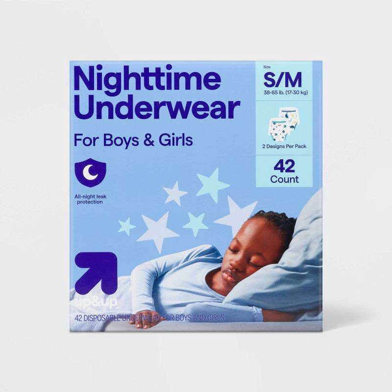 slide 1 of 5, Unisex Nighttime Disposable Underwear - S/M - 42ct - up&up™, 42 ct