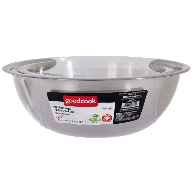 slide 2 of 12, GoodCook 2pc Stainless Steel Mixing Bowl Set, 2 ct