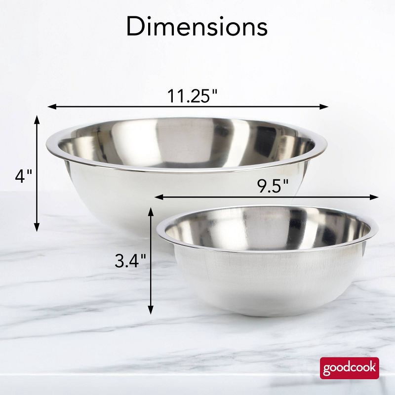 slide 5 of 12, GoodCook 2pc Stainless Steel Mixing Bowl Set, 2 ct