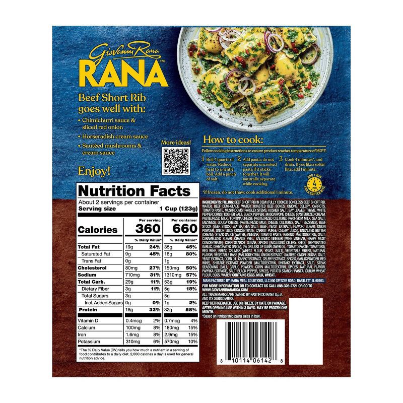 slide 10 of 10, Rana Protein Filled Pasta - Short Rib - 8oz, 8 oz
