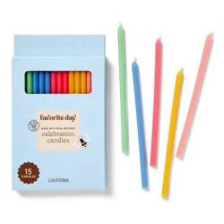 15pc Natural Beeswax Cake Candles Rainbow - Favorite Day™