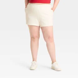 Women's High-Rise Fleece Shorts - Wild Fable™ Cream XXL