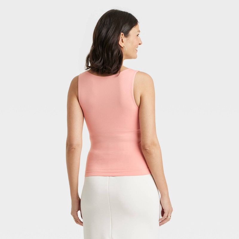 slide 2 of 4, Women's Slim Fit Seamless Tank Top - A New Day™ Pink S: Lightweight Sleeveless Scoopneck Jersey Pullover, 1 ct