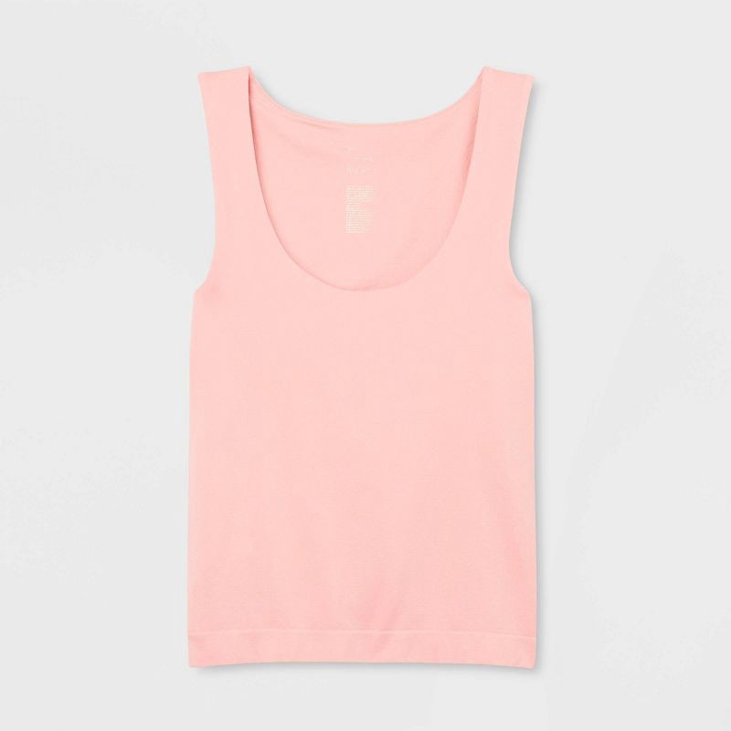 slide 4 of 4, Women's Slim Fit Seamless Tank Top - A New Day™ Pink S: Lightweight Sleeveless Scoopneck Jersey Pullover, 1 ct