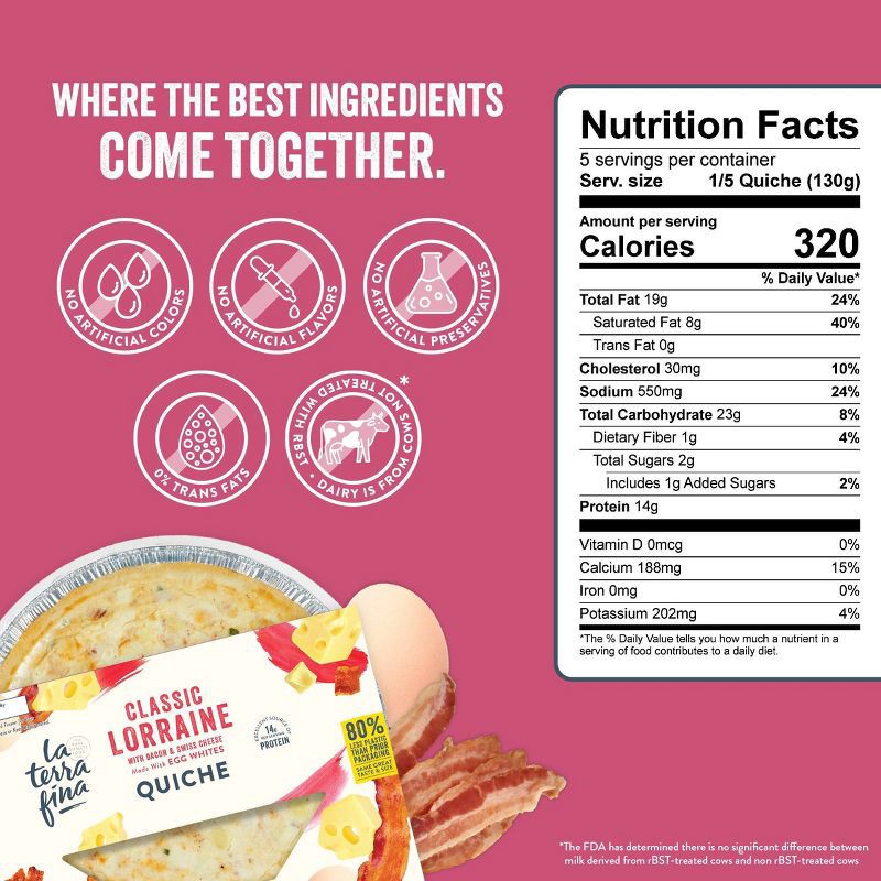 slide 2 of 6, La Terra Fina Lorraine Quiche - 23oz, 23 oz