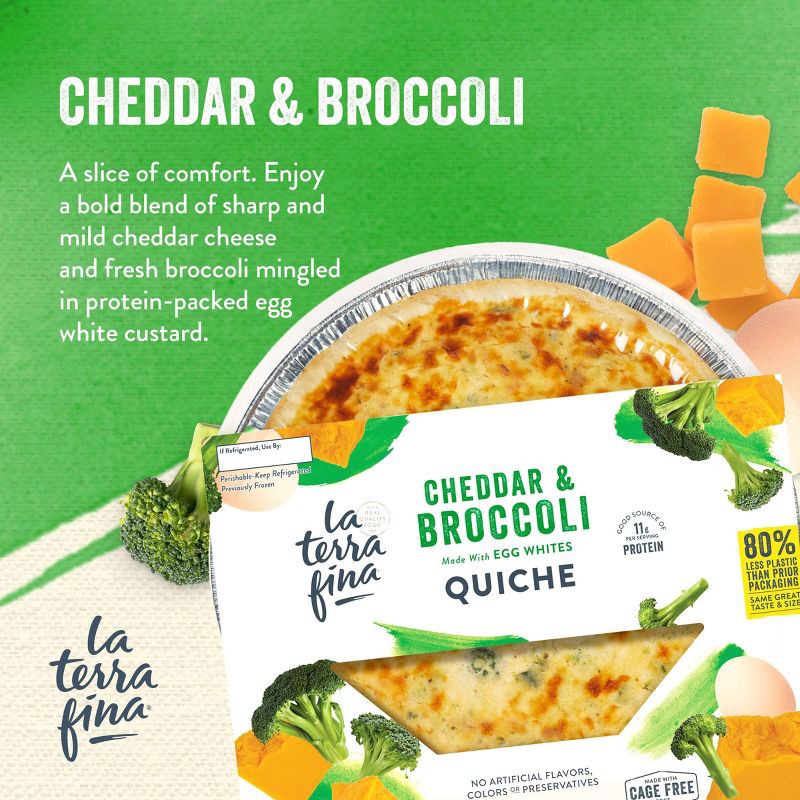 slide 3 of 6, La Terra Fina Cheddar and Broccoli Quiche - 23oz, 23 oz