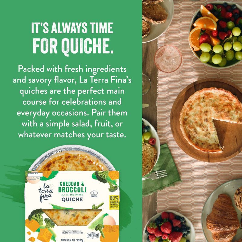 slide 4 of 6, La Terra Fina Cheddar and Broccoli Quiche - 23oz, 23 oz