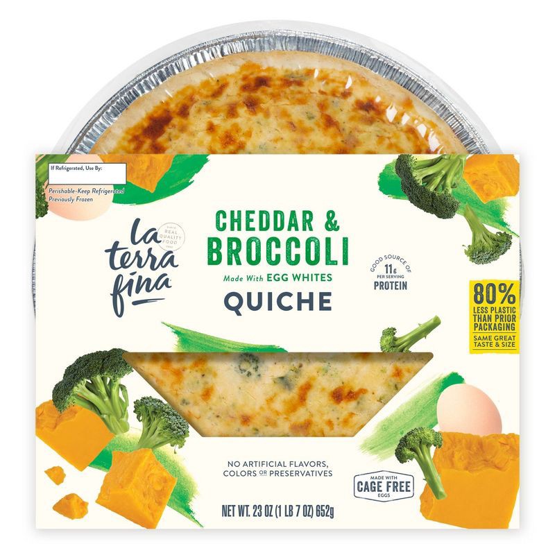 slide 1 of 6, La Terra Fina Cheddar and Broccoli Quiche - 23oz, 23 oz