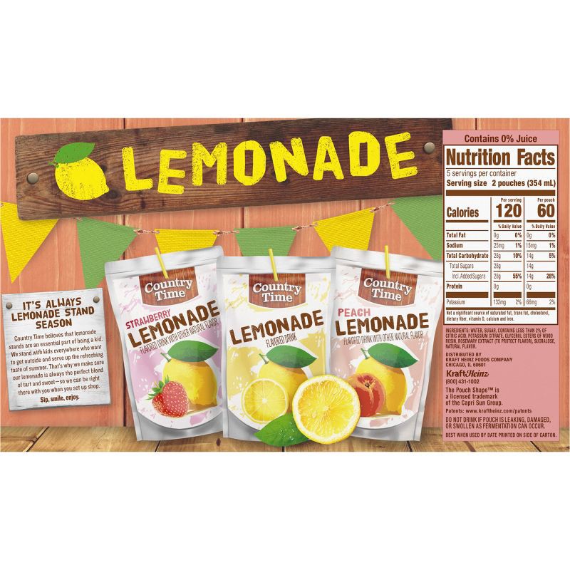 slide 8 of 9, Country Time Peach Lemonade Juice Boxes - 10pk/6 fl oz Pouches, 10 ct; 6 fl oz