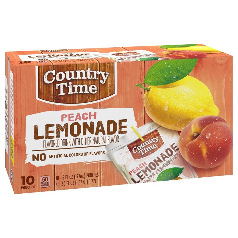 slide 9 of 9, Country Time Peach Lemonade Juice Boxes - 10pk/6 fl oz Pouches, 10 ct; 6 fl oz
