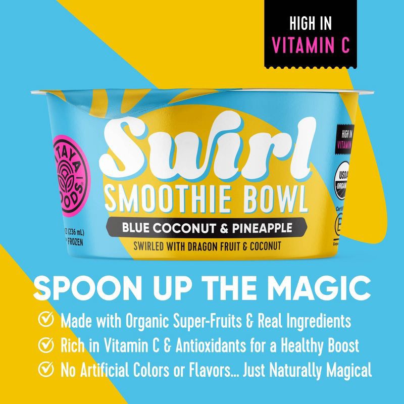 slide 4 of 8, Pitaya Foods Frozen Organic Pineapple & Blue Coconut Swirl Smoothie Bowl - 8 fl oz, 8 fl oz