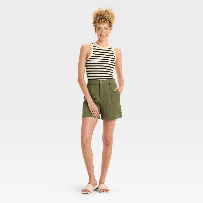 slide 3 of 3, Women's Slim Fit Cropped Ribbed Tank Top - A New Day™ Cream/Black Striped XL, 1 ct