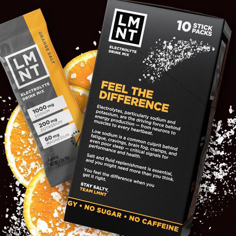 slide 2 of 6, LMNT Zero-Sugar Electrolytes Drink - Orange Salt - 2.1oz/10ct, 2.1 oz, 10 ct