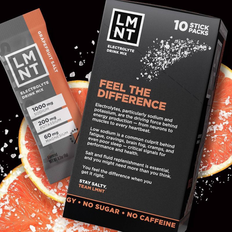 slide 2 of 5, LMNT Zero-Sugar Electrolytes Drink - Grapefruit Salt - 2.1oz/10ct, 2.1 oz, 10 ct