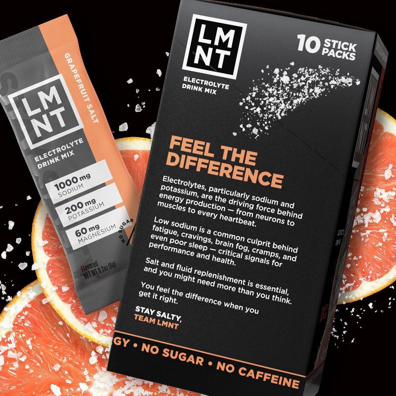 slide 2 of 5, LMNT Zero-Sugar Electrolytes Drink - Grapefruit Salt - 2.1oz/10ct, 2.1 oz, 10 ct
