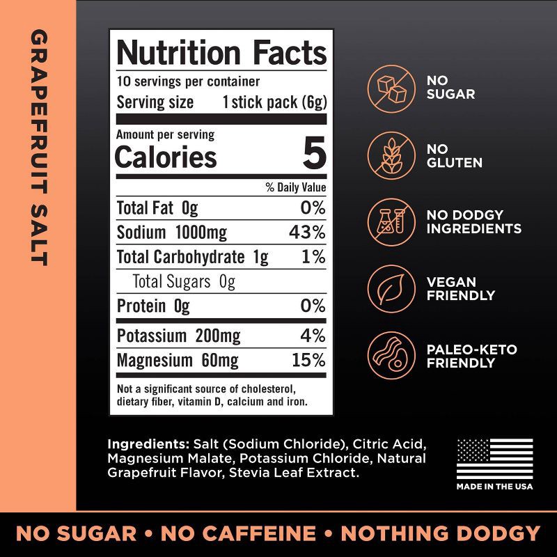 slide 3 of 5, LMNT Zero-Sugar Electrolytes Drink - Grapefruit Salt - 2.1oz/10ct, 2.1 oz, 10 ct