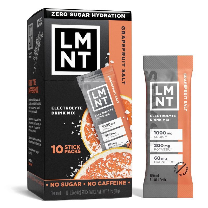 slide 1 of 5, LMNT Zero-Sugar Electrolytes Drink - Grapefruit Salt - 2.1oz/10ct, 2.1 oz, 10 ct