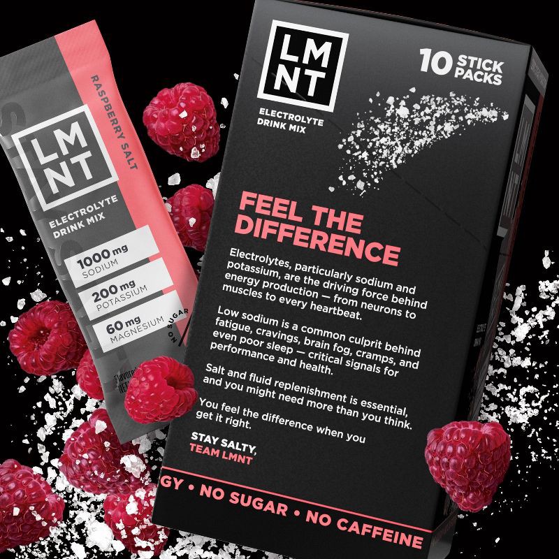 slide 2 of 6, LMNT Zero-Sugar Electrolytes Drink - Raspberry Salt - 2.1oz/10ct, 2.1 oz, 10 ct