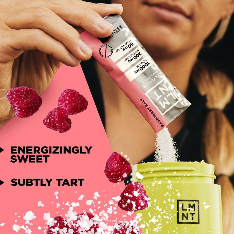 slide 5 of 6, LMNT Zero-Sugar Electrolytes Drink - Raspberry Salt - 2.1oz/10ct, 2.1 oz, 10 ct