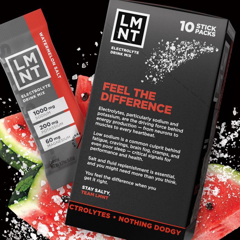 slide 3 of 6, LMNT Zero-Sugar Electrolytes Drink - Watermelon Salt - 2.1oz/10ct, 2.1 oz, 10 ct