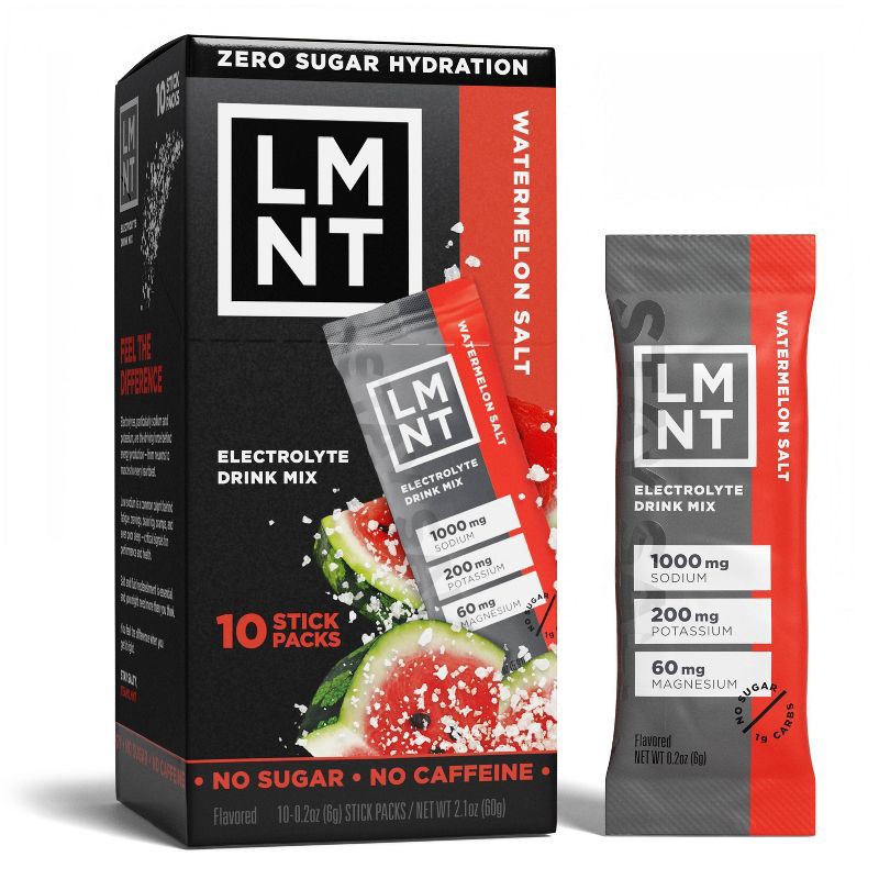 slide 1 of 6, LMNT Zero-Sugar Electrolytes Drink - Watermelon Salt - 2.1oz/10ct, 2.1 oz, 10 ct