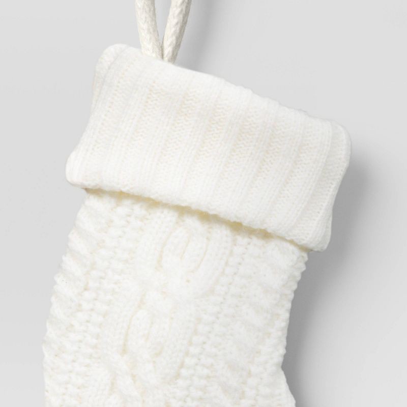 slide 3 of 3, 8.5" Christmas Cable Knitted Mini Stocking Cream - Wondershop™, 1 ct