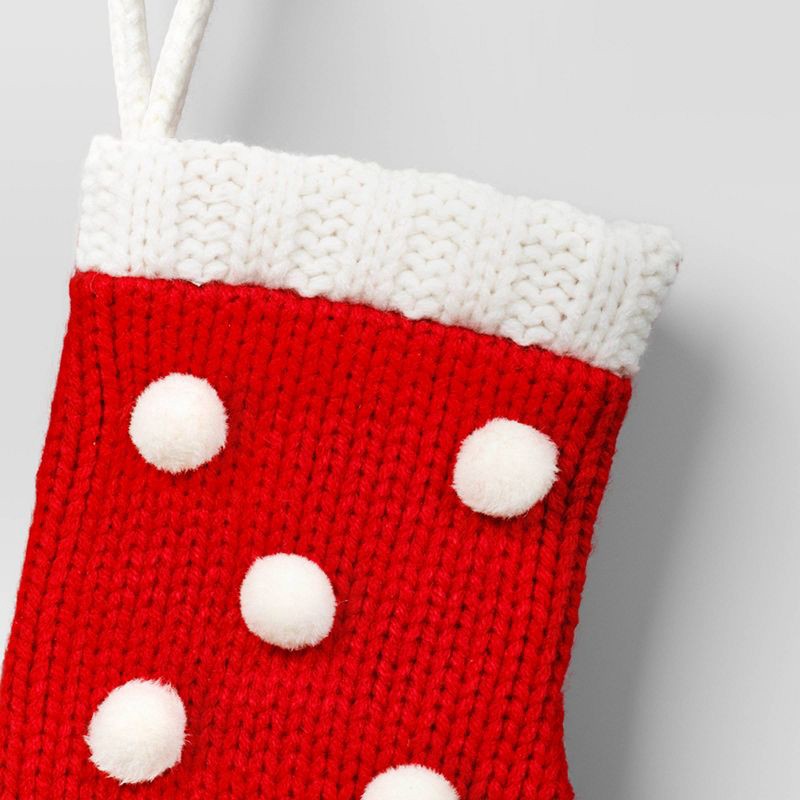 slide 3 of 3, 8.5" Christmas Knit with Pom Mini Stocking Red - Wondershop™, 1 ct
