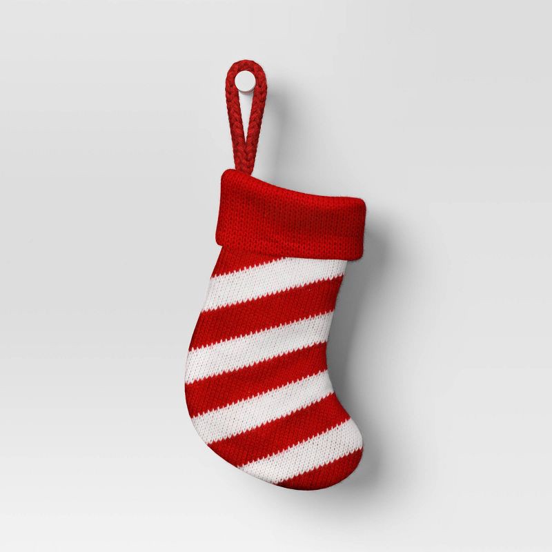 slide 1 of 3, 8.5" Christmas Red/White Stripes Mini Stocking - Wondershop™, 1 ct