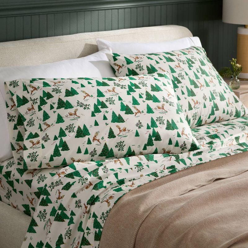 slide 2 of 4, Queen 400 Thread Count Christmas Holiday Performance Sheet Set Winter Scene - Threshold™, 1 ct