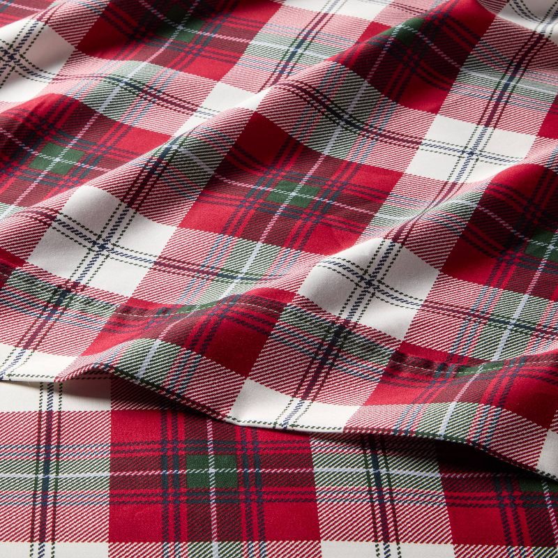 slide 2 of 3, Full 400 Thread Count Christmas Holiday Performance Sheet Set Red Plaid - Threshold™, 1 ct