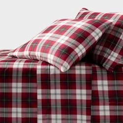 Full 400 Thread Count Christmas Holiday Performance Sheet Set Red Plaid - Threshold™