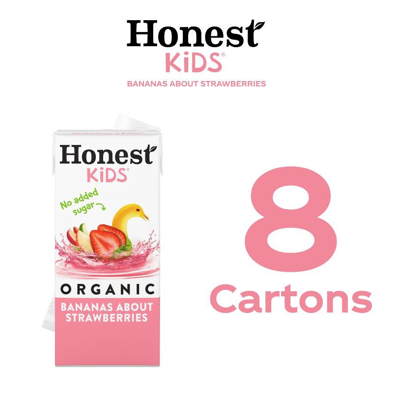 slide 5 of 8, Honest Kids' Organic Strawberry Banana Juice Drink - 8pk/6 fl oz Boxes, 8 ct; 6 fl oz