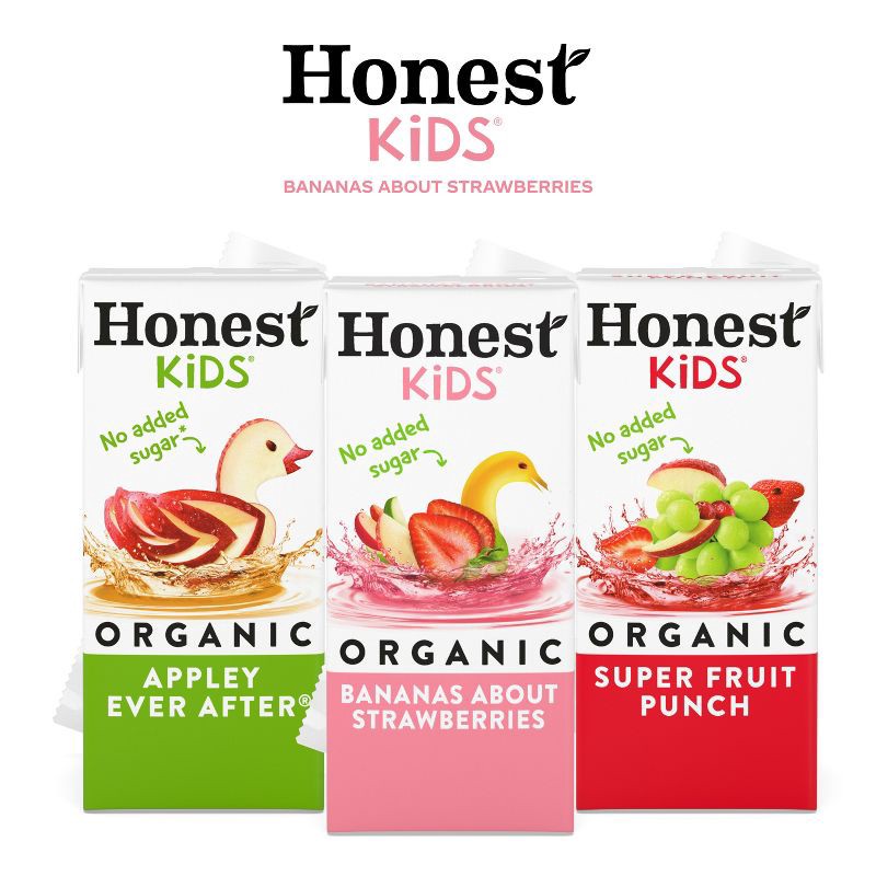 slide 7 of 8, Honest Kids' Organic Strawberry Banana Juice Drink - 8pk/6 fl oz Boxes, 8 ct; 6 fl oz