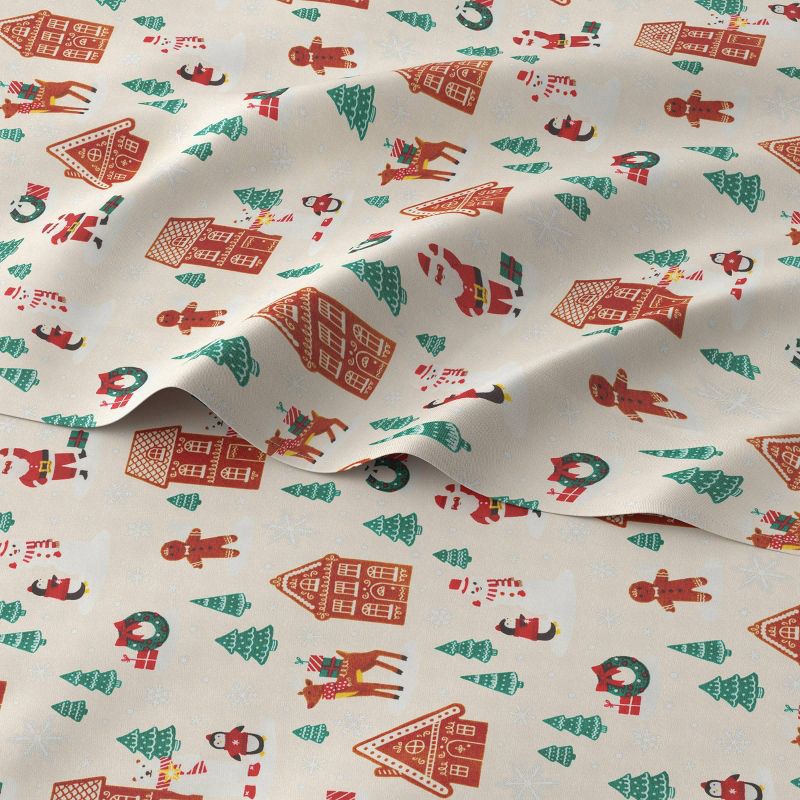 slide 2 of 2, King Christmas Cotton Sateen Sheet Set Gingerbread Scene - Wondershop™, 1 ct