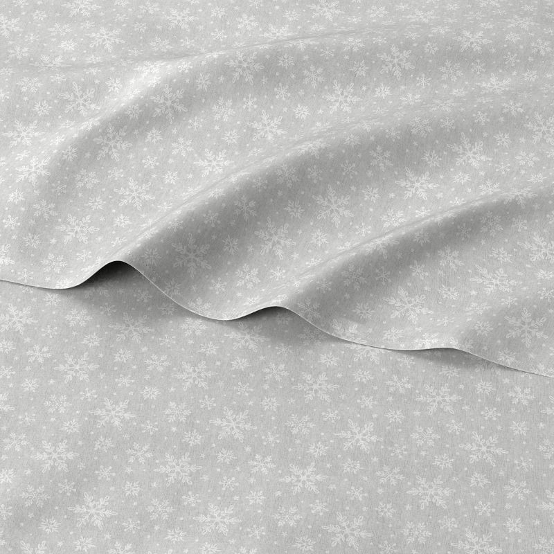 slide 2 of 2, Full Christmas Flannel Sheet Set Gray Snowflake - Wondershop™, 1 ct